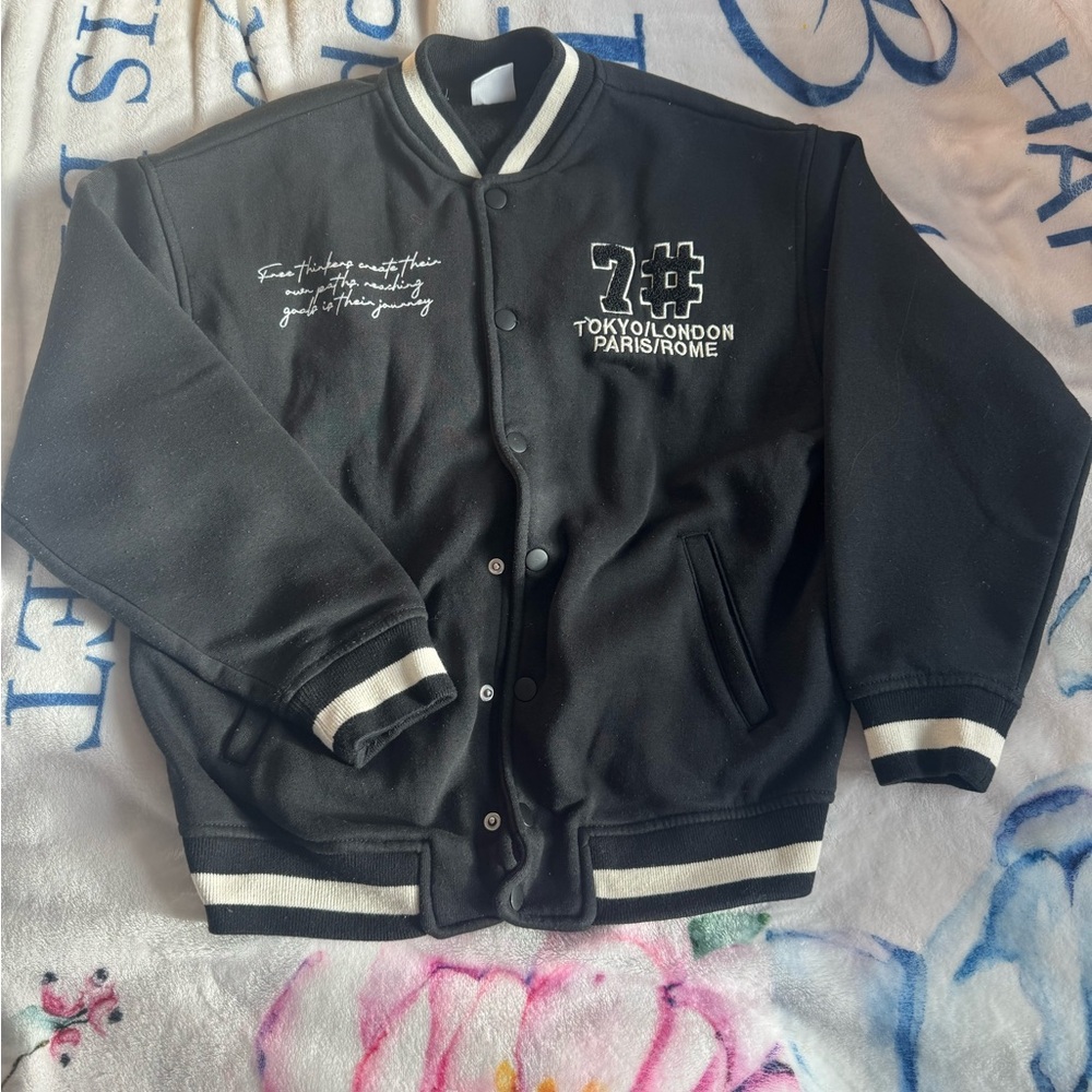 Zara Boys Black Jacket with White Trim